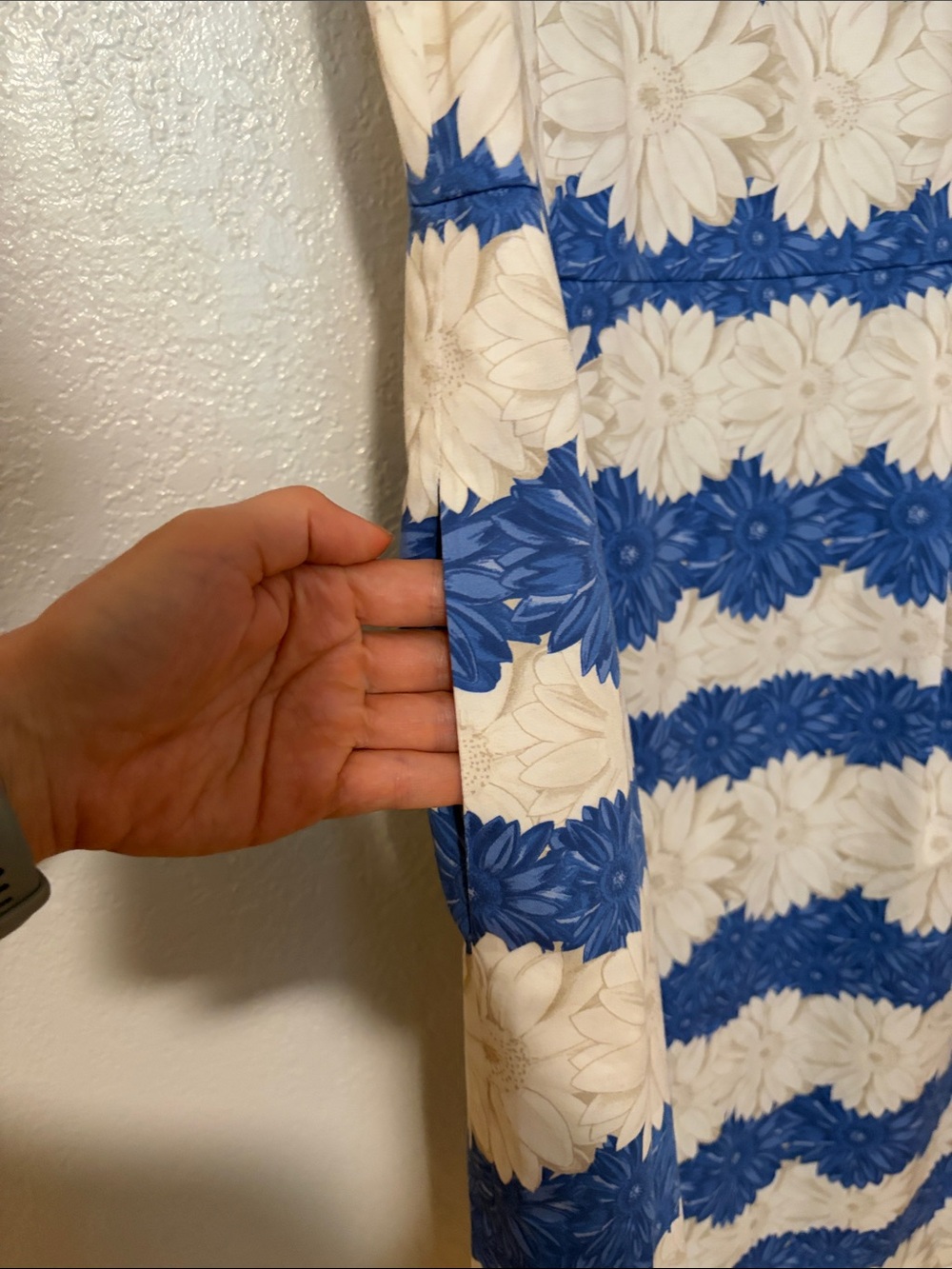 Talbots Blue and White Daisy Floral Stripe Midi Dress Sleeveless 8 NWT Spring - Picture 3 of 5